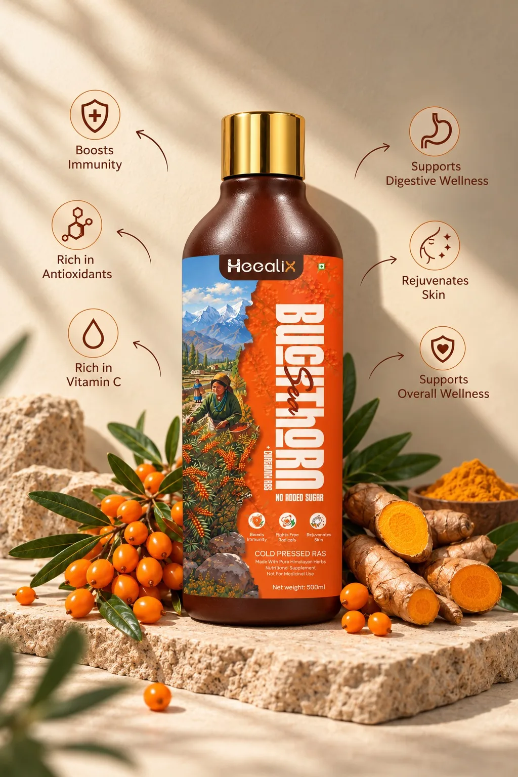 Sea Buckthorn Ras + Curcumin Extract back image